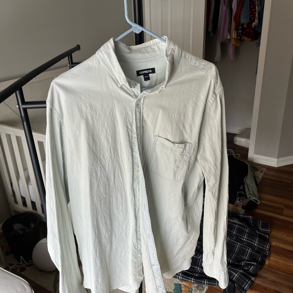 Express Light Gray Casual Button Down Shirt